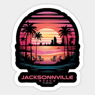 "Jacksonville Beach Sunset - Vaporwave Aesthetic Tee" Sticker